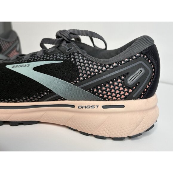 Brooks Ghost 14 Womens 7 B Black Pink Cushion Neutral Running Shoes 1203561B026 - Picture 6 of 16